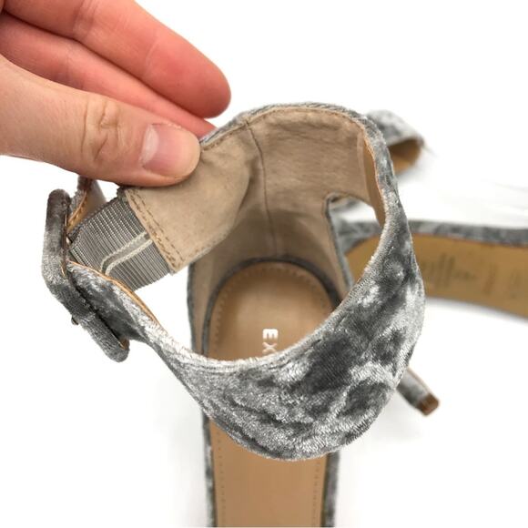 EXPRESS Crushed Velvet Ankle Strap Heels Silver 10 - Picture 6 of 10